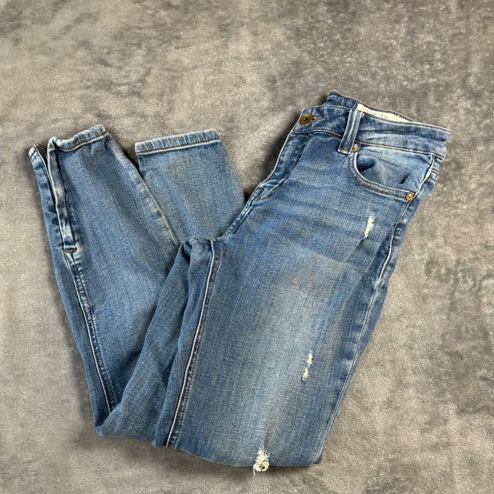 Pistola Womens Skinny Ankle Jeans Medium Wash Distressed Zipper Hem P6855NP 27